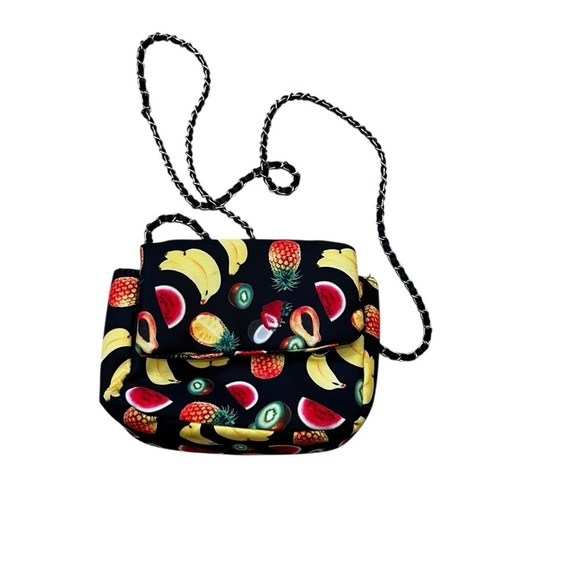 Handbags - Tropical fruit purse bag banana pineapple watermelon papaya kiwi black 3 am